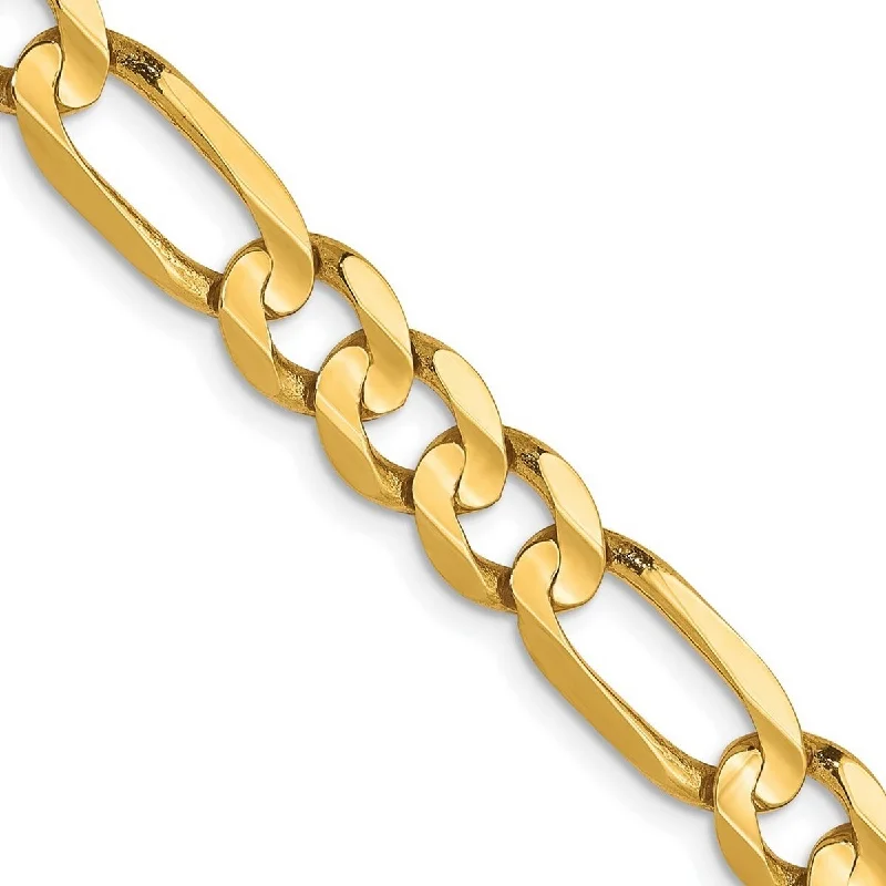 Women’s stylish bracelet-Curata 10k Yellow Gold 6.0mm Concave Figaro Bracelet