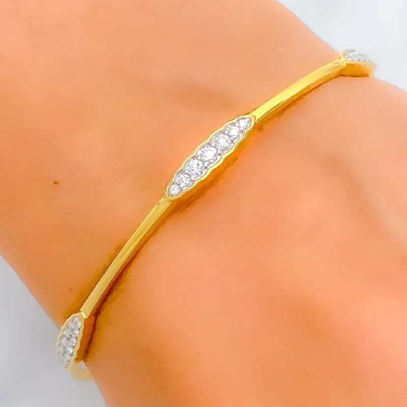 Women’s twisted bracelet-Women’s custom-made bracelets-Modern Lightweight Diamond + 18k Gold Bangle