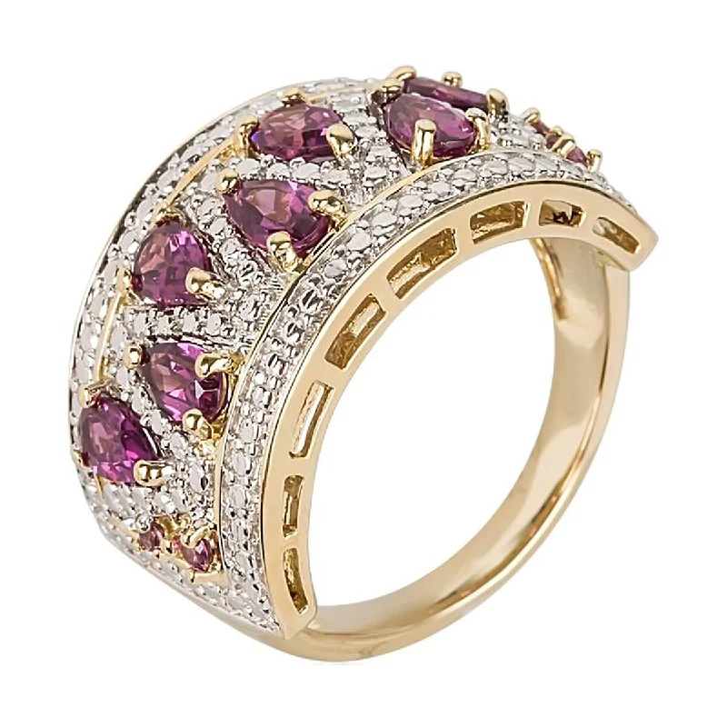 Women’s rose gold wedding rings-925 Sterling Silver Rhodolite Garnet Ring