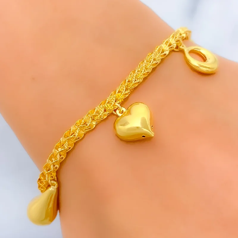 Women’s gold bangle-Women’s diamond bangles-Jazzy Charm Bracelet