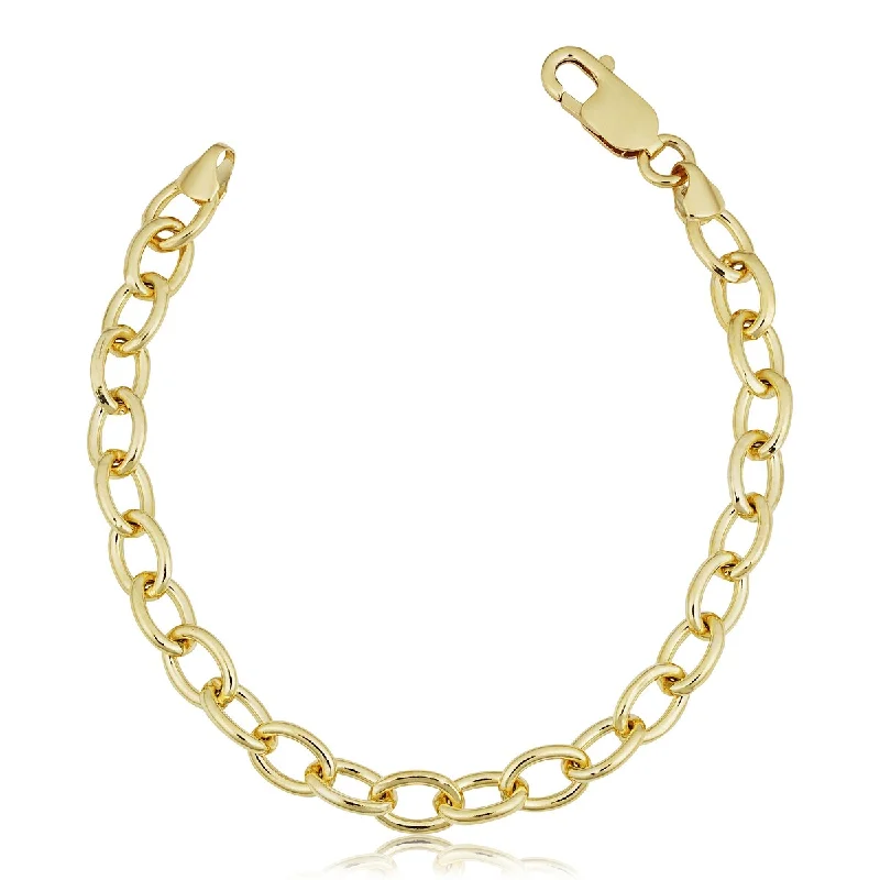 Women’s geometric bangle-Solid 14k Gold Filled Oval Link Chain Charm Bracelet for Women (6.8 millimeters, 7.5 inches)