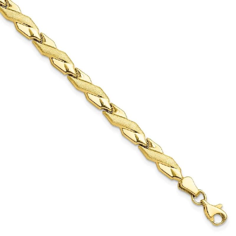 Women’s statement bracelet-Women’s crystal bracelets-Leslie's 10k Yellow Gold and Brushed Bracelet, 7" (W-5mm)