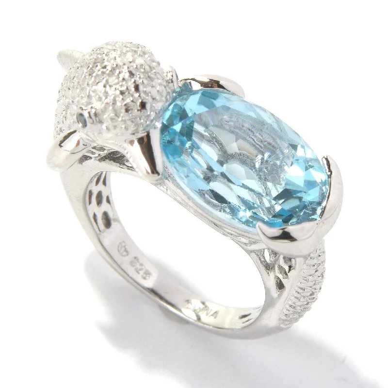 Women’s silver wedding rings-Platinum O/ Silver 7.70Ctw Swiss Blue Topaz Ring