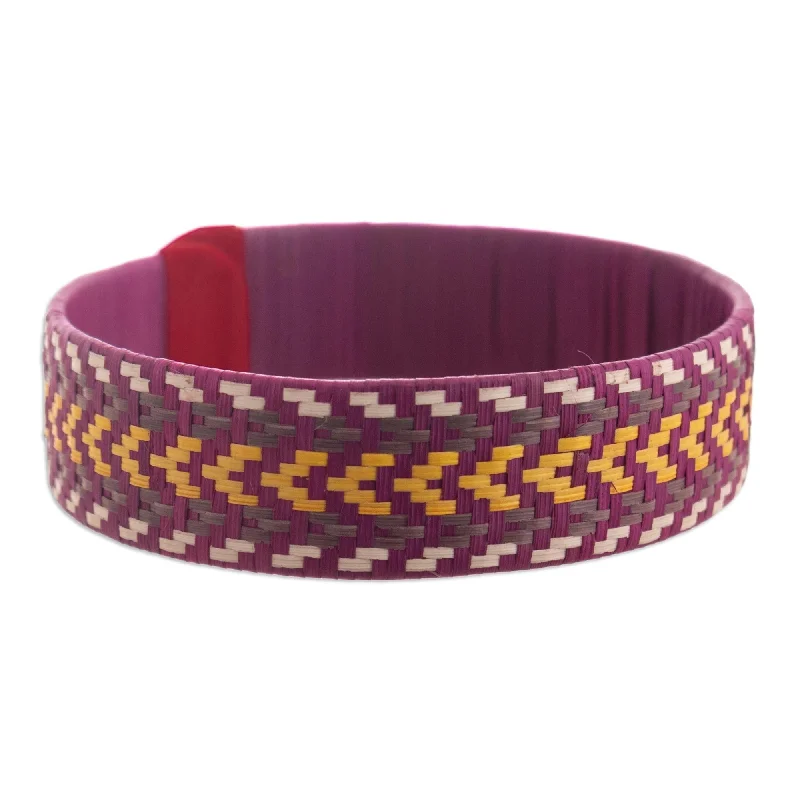 Women’s classy bracelet-Women’s multicolored bracelets-Novica Handmade Sun Runner Natural Fiber Cuff Bracelet