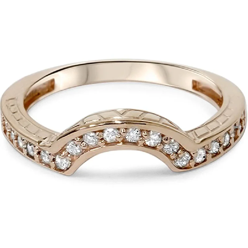 Women’s dainty rings-1/4ct Vintage Diamond Curved Guard Ring Rose Gold