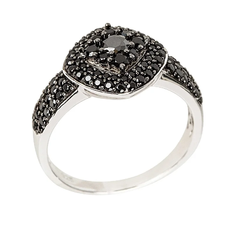 Women’s statement rings-925 Sterling Silver Black Spinel Ring