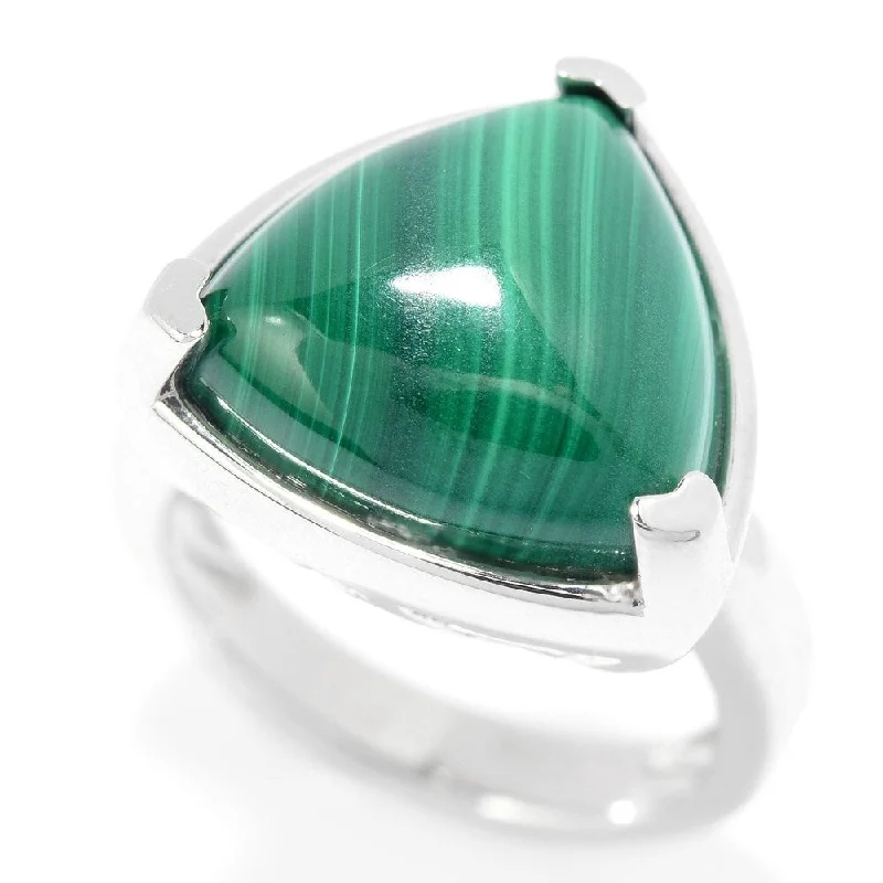 Women’s black diamond rings-925 Sterling Silver Malachite Ring