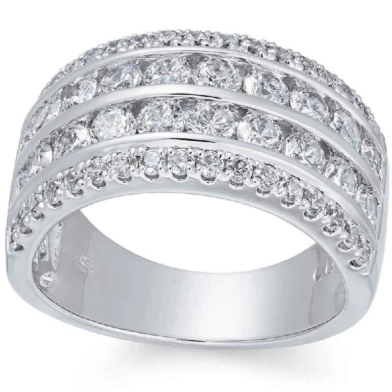 Women’s wraparound rings-2Ct Multi Row Diamond Ring in White or Yellow Gold Lab Grown