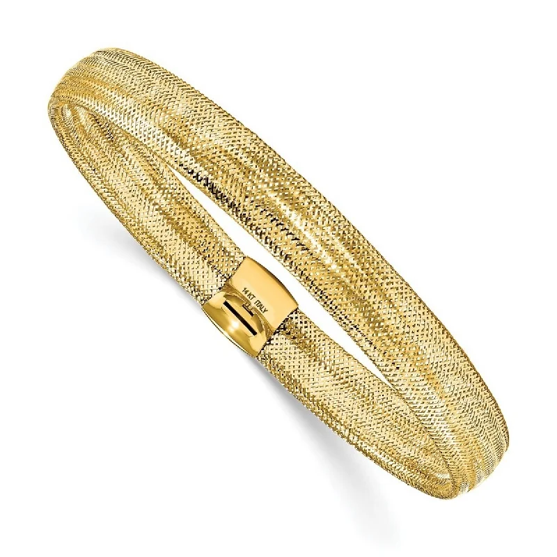 Women’s boho bracelet-Curata 14k Yellow Gold Polished Mesh Stretch Bracelet