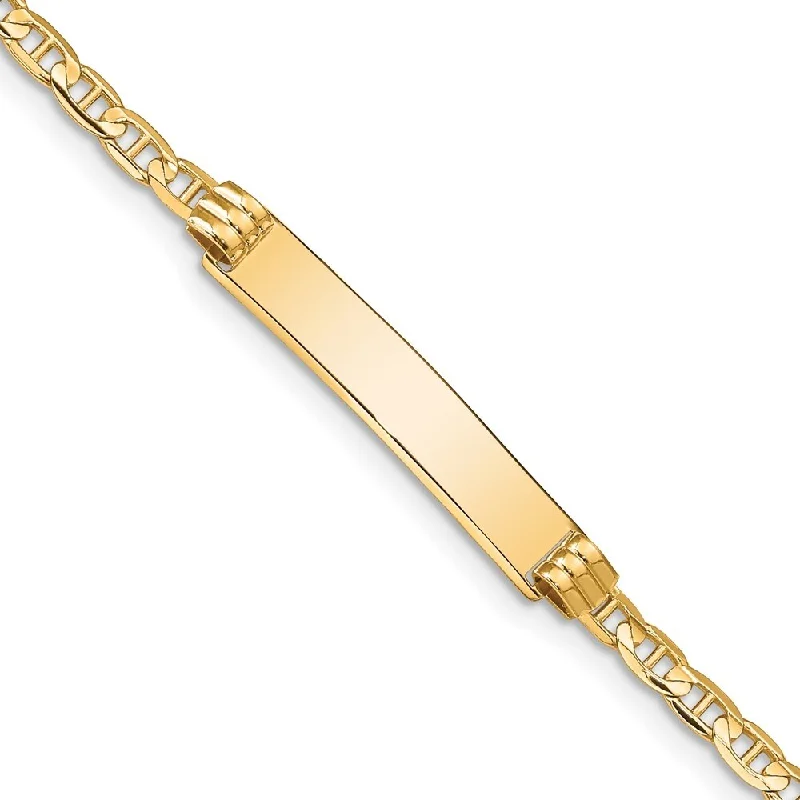 Women’s elegant bracelet-14k Yellow Gold 5mm Anchor ID Bracelet, 7"