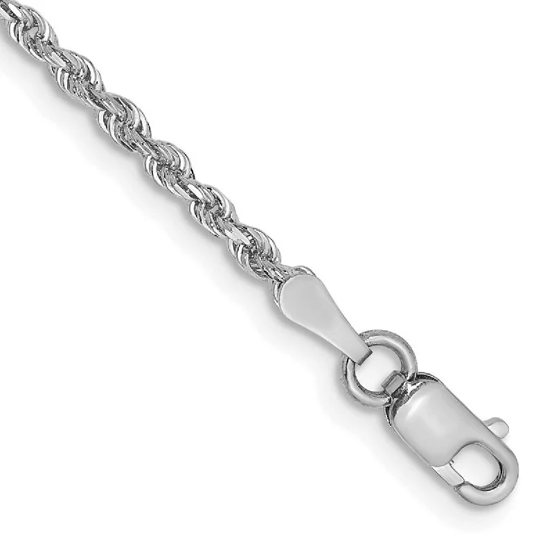 Women’s elegant silver bracelet-Curata 14k White Gold 2mm Sparkle Cut Quadruple Rope Chain Bracelet