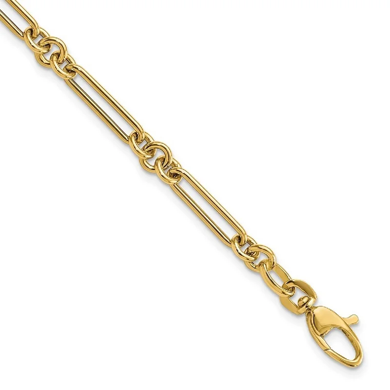 Women’s crystal bracelet-Curata 14k Yellow Gold Polished Fancy Link Bracelet 7.5 Inch