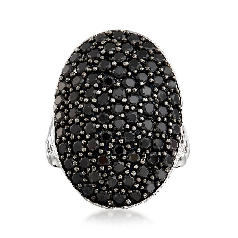 Women’s chunky rings-925 Sterling Silver Black Spinel Ring