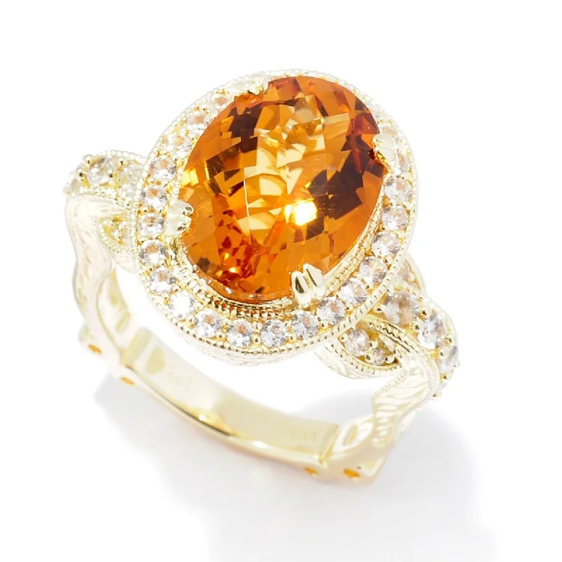 Women’s men’s wedding rings-Dallas Prince Designs Sterling Silver 5.2ctw Honey Citrine & White Zircon Halo Ring