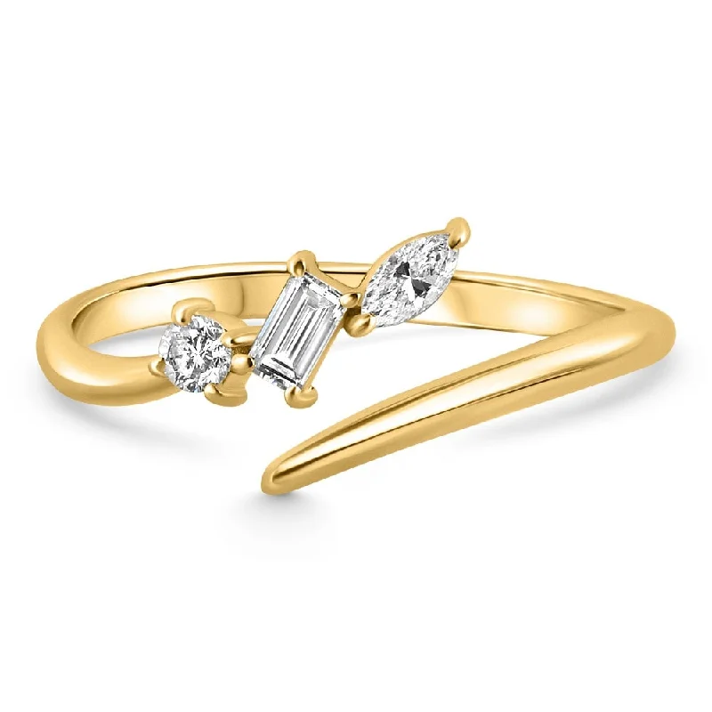 Women’s twisted bands rings-1/4Ct Fancy Multi Shape Diamond Ring Stackable Band Gold Lab Grown