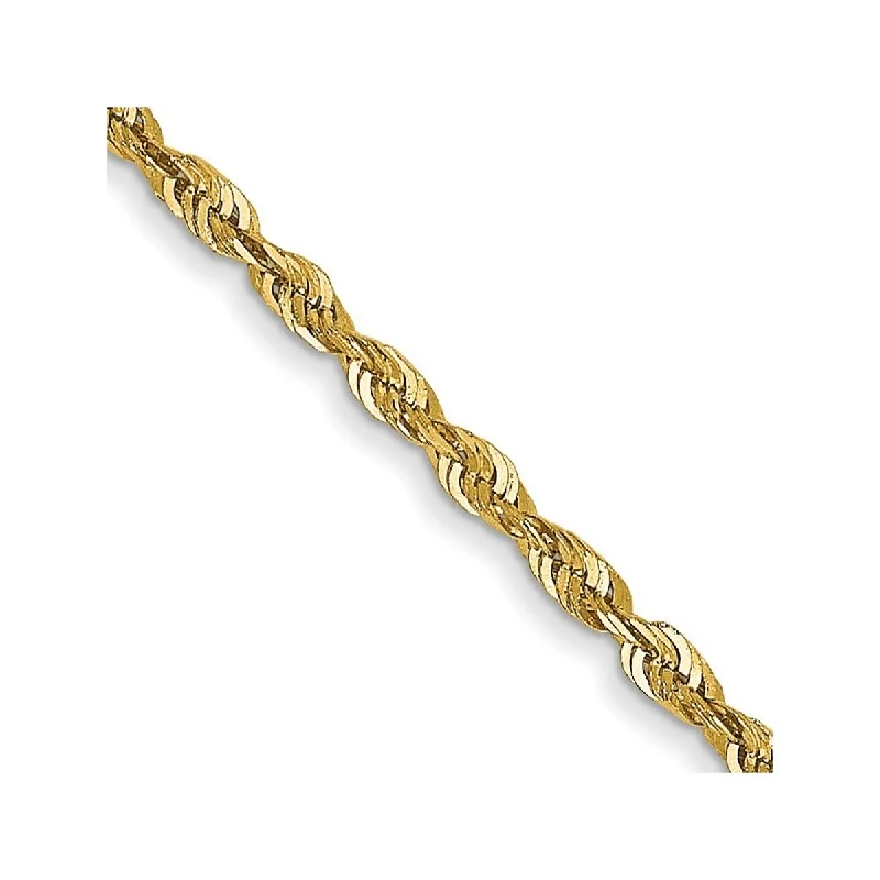 Women’s gold bracelet-Women’s diamond bracelets-Curata 14k Yellow Gold Solid Lightweight Lobster Claw Closure 1.5mm Sparkle Cut Extra Lite Rope Chain Bracelet