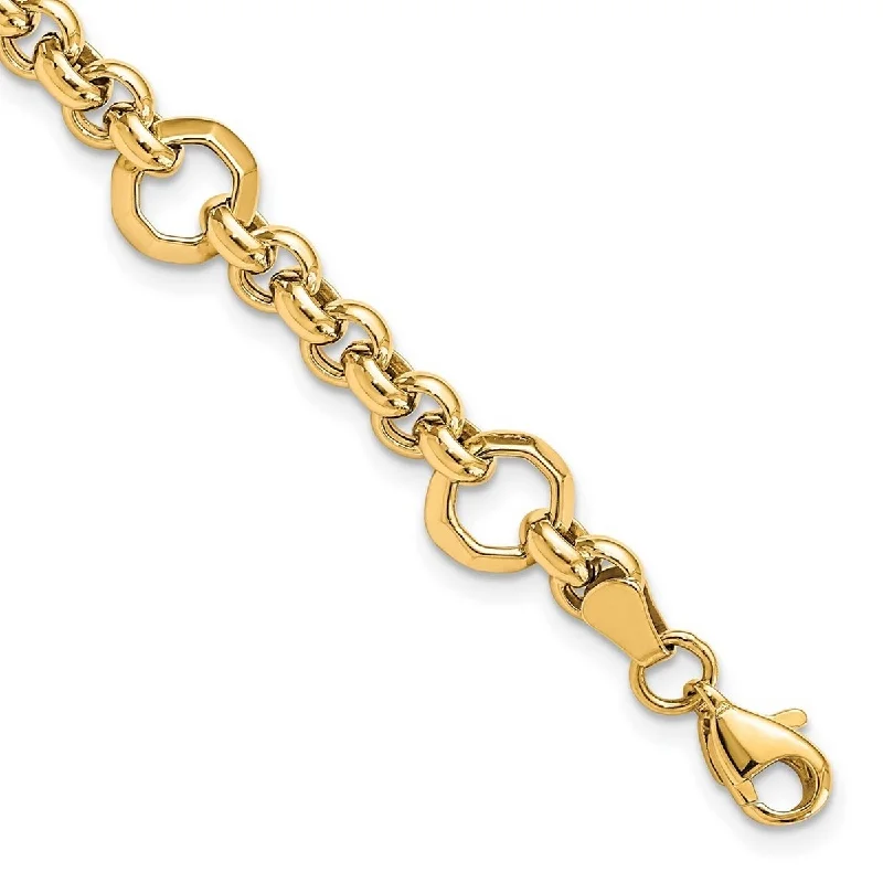 Women’s infinity bracelet-Curata 10k Yellow Gold 8.5mm Textured Section Link Bracelet 7.5 Inch