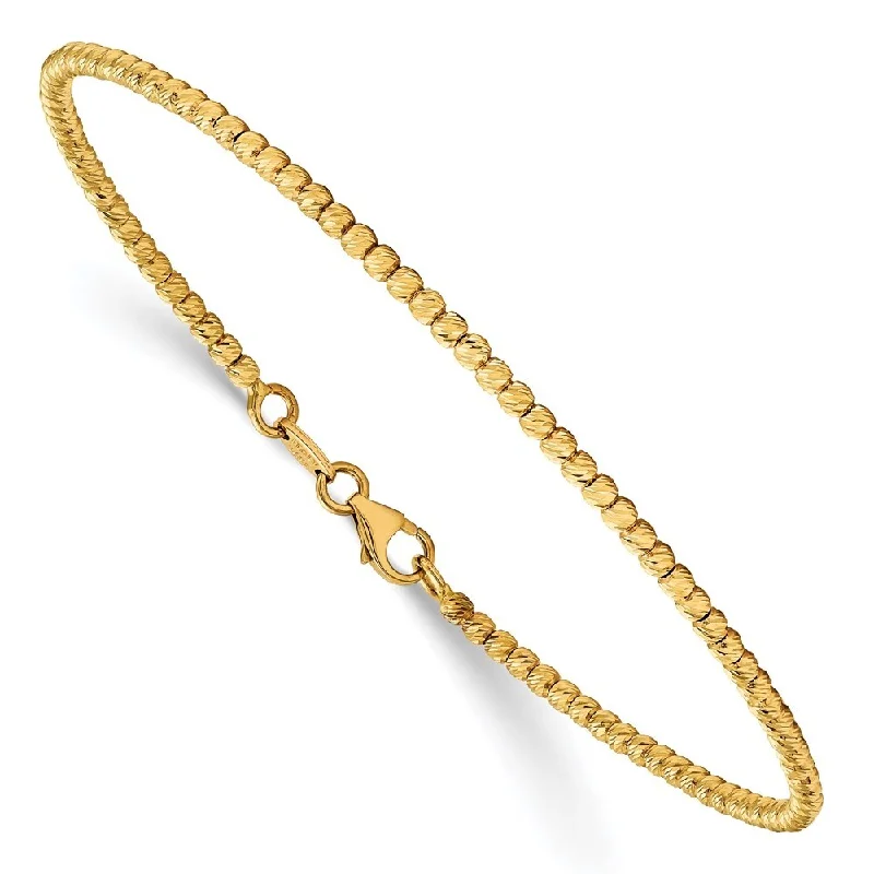 Women’s layered bracelet-14k Yellow Gold 2.5mm Polished Diamond-Cut Beaded Bracelet, 7"