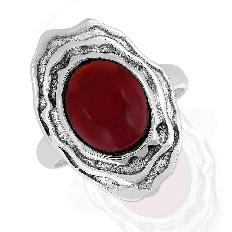 Women’s wraparound rings-925 Sterling Silver Red Garnet Solitaire Ring