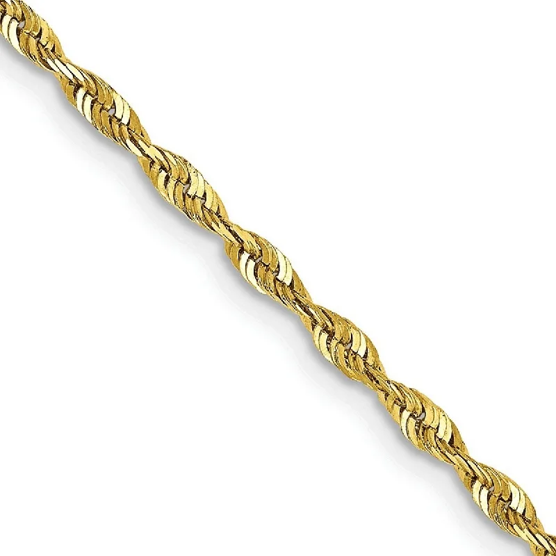 Women’s friendship bracelet-Curata 10k Yellow Gold 2.0mm Sparkle Cut Extra Lite Rope Chain Bracelet