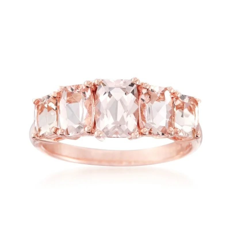 Women’s engagement rings-925 Sterling Silver Morganite 5-Stone Ring