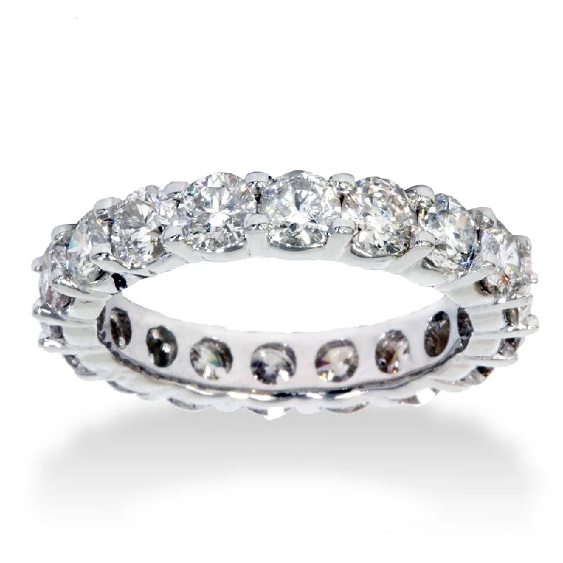 Women’s silver wedding rings-14k White Gold 4ct TDW Diamond Eternity Anniversary Ring