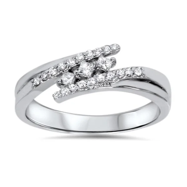 Women’s engraved rings-10k White Gold 1/5ct TDW Diamond Ring