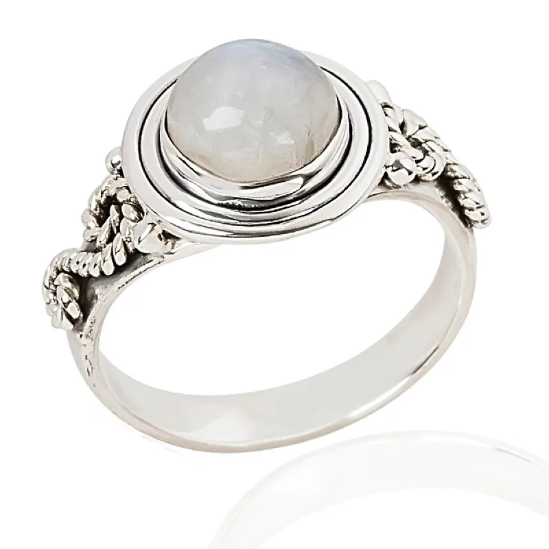 Women’s gold-plated rings-925 Sterling Silver Rainbow Moonstone Classic Ring