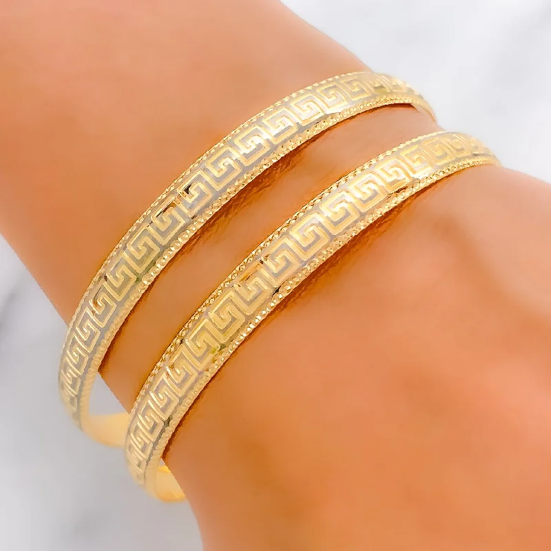 Women’s simple bracelet-Women’s trendy bracelets-Royal 22k Gold Bangles