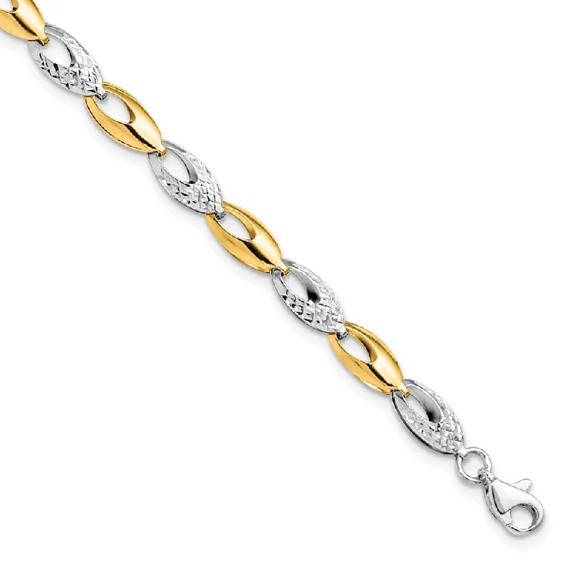 Women’s braided bracelet-14k Two-tone 5mm Diamond-Cut Bracelet, 7"