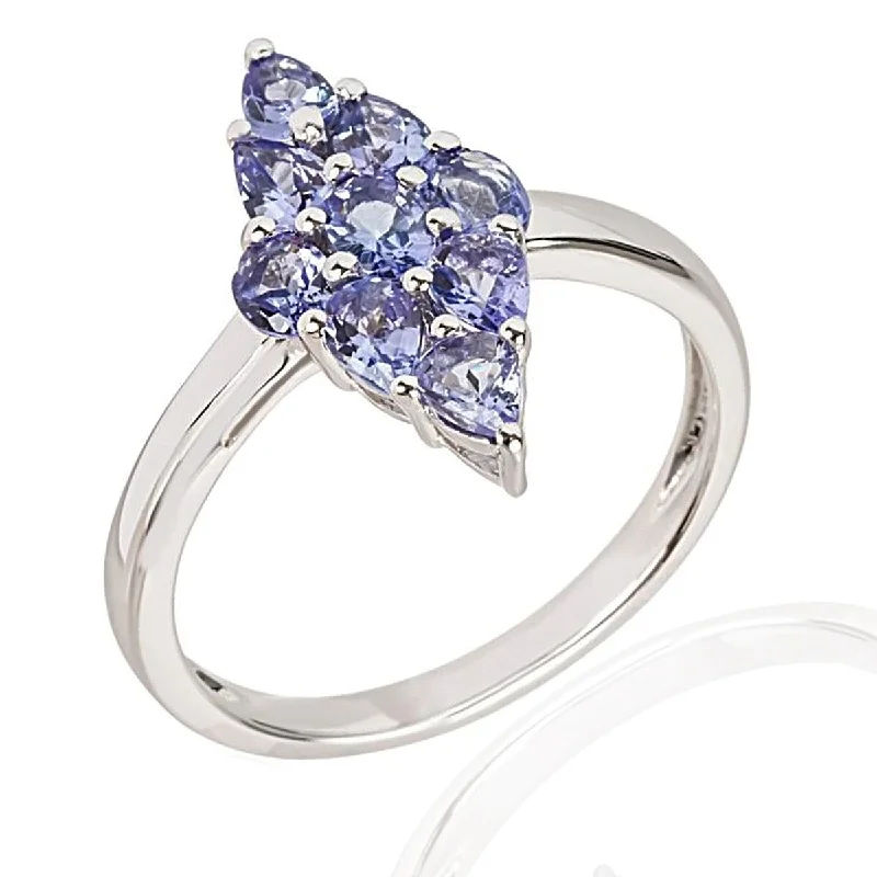 Women’s wedding rings-925 Sterling Silver Tanzanite Cluster Ring