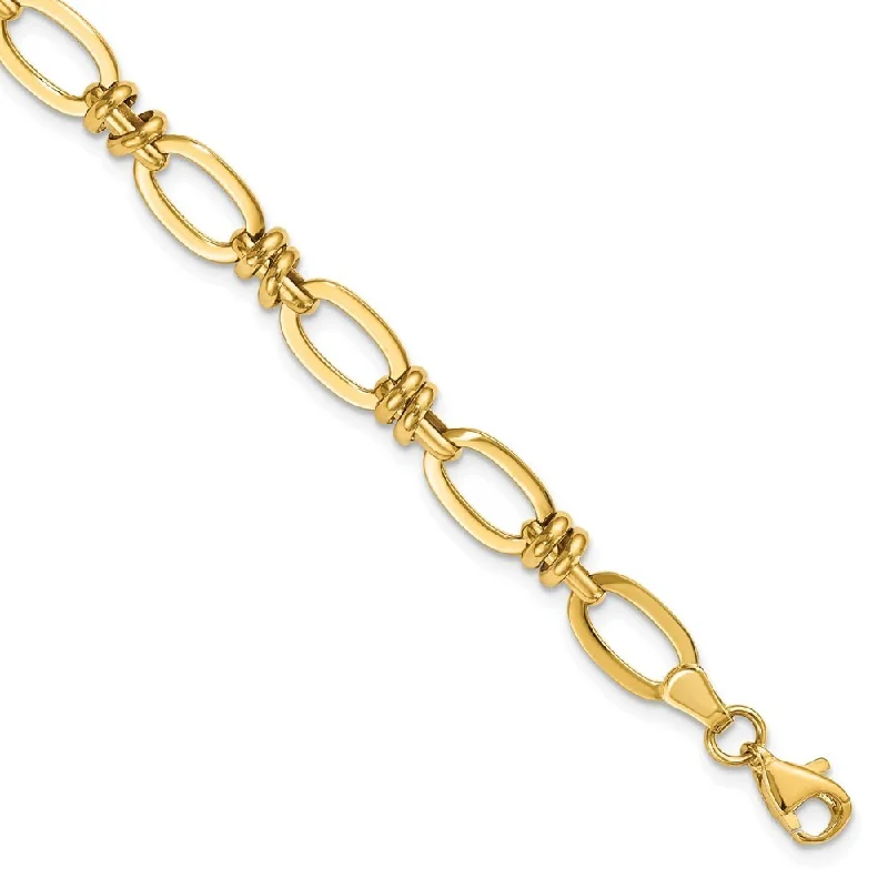 Women’s chunky bracelet-14k Yellow Gold 8mm Fancy Link Bracelet, 7.5"