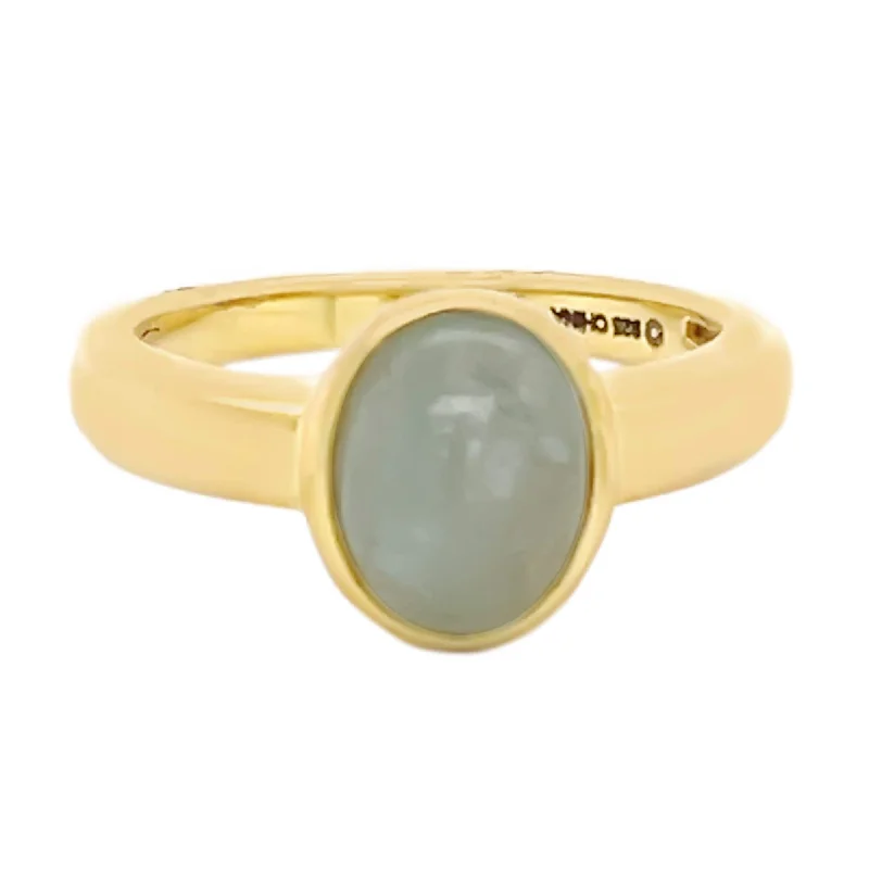 Women’s cocktail statement rings-14k Yellow Gold Over Sterling Silver Milky Aquamarine Solitaire Ring