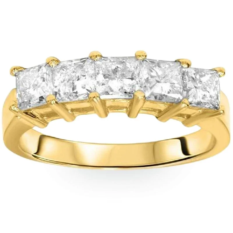 Women’s mixed metal rings-2ct HUGE Princess Cut Diamond Anniversary Gold Ring