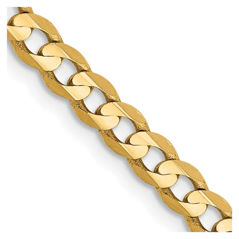 Women’s sparkling bracelet-Curata 14k Yellow Gold Solid Polished 3.8mm Concave Curb Chain Bracelet Lobster Claw