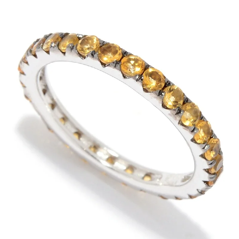 Women’s vintage-style rings-Sterling Silver Citrine Band Ring