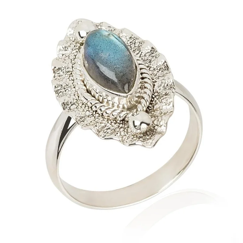 Women’s vintage diamond rings-925 Sterling Silver Labradorite Ring