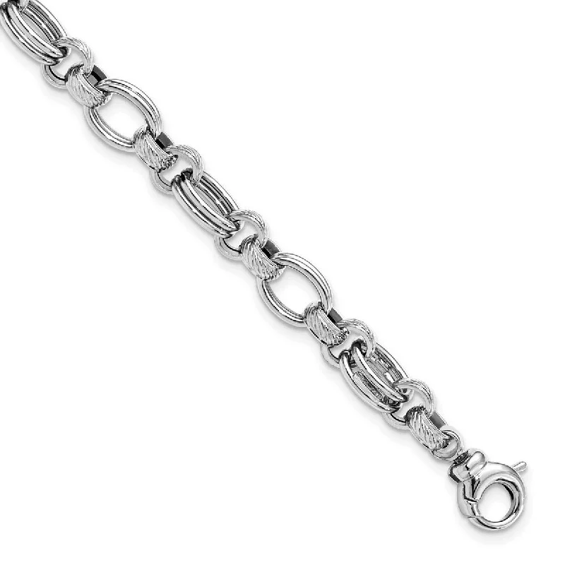 Women’s woven bracelet-Curata 5.73mm 14k White Gold Polished Fancy Link Bracelet 7.5 Inch