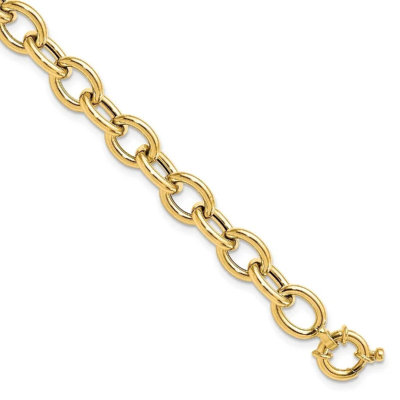 Women’s luxurious bracelet-Curata 8mm 14k Yellow Gold Polished Cable Oval Link Bracelet 7.5 Inch