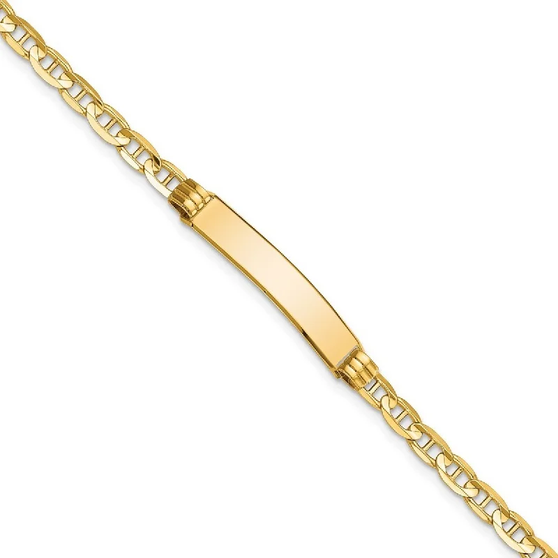 Women’s delicate bracelet-Women’s gold-plated bracelets-Curata 10k Yellow Gold Engravable 5.1mm Mariner Anchor Link ID Bracelet