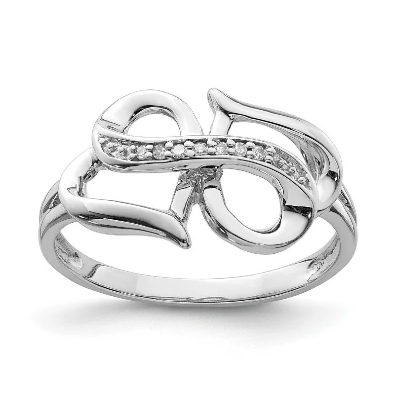 Women’s statement rings-Curata 925 Sterling Silver Polished Diamond Infinity Symbol Love Heart Ring