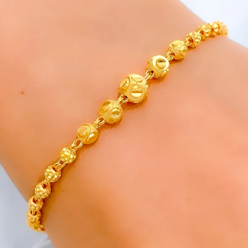 Women’s two-tone bracelet-Delicate Dressy Orb 22k Gold Bracelet