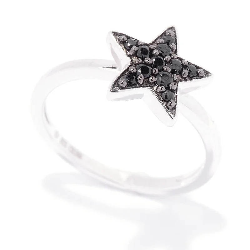 Women’s trendy rings-925 Sterling Silver Black Spinel Ring