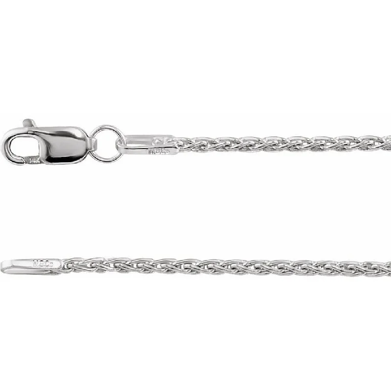 Women’s statement bracelet-Curata 14k White Gold 1.25mm 7 Inch Wheat Bracelet With Lobster Clasp