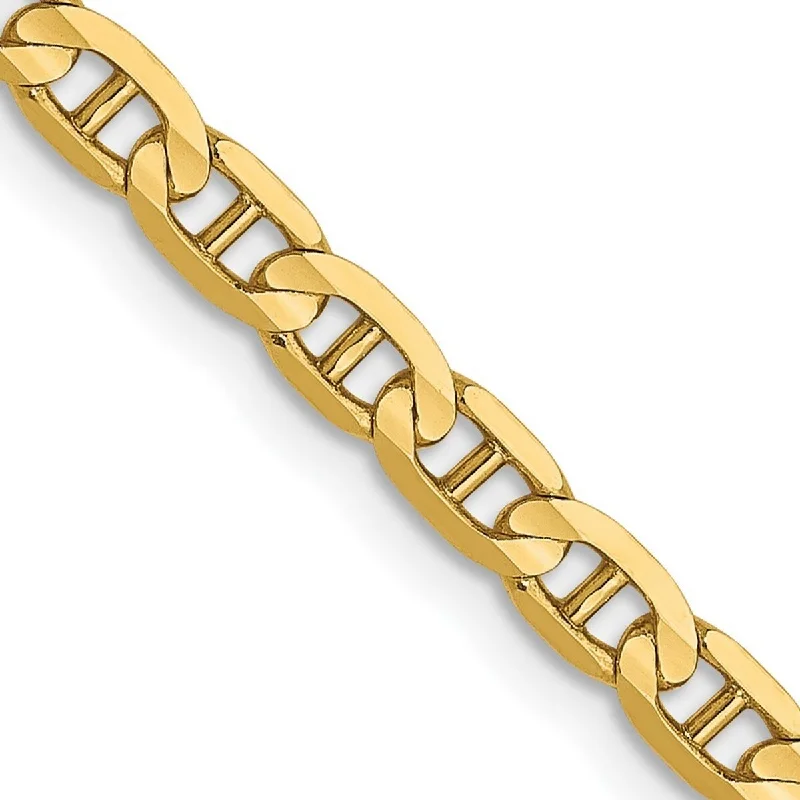 Women’s woven bracelet-Women’s birthstone bracelets-Curata 14k Yellow Gold 3mm Concave Mariner Anchor Chain Bracelet