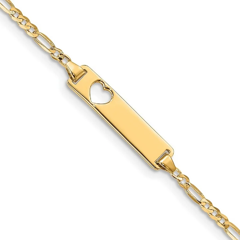 Women’s woven bracelet-Curata 10k Yellow Gold 5mm Engravable Figaro Link ID Bracelet