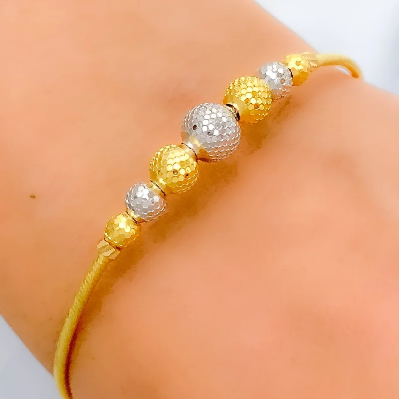 Women’s bamboo bracelet-Women’s diamond bracelets-Sparkling Disco Orb 22k Gold Bangle Bracelet