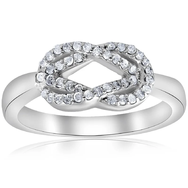 Women’s diamond rings-1/4ct Diamond Womens Knot Everlong White Gold Right Hand Band Ring