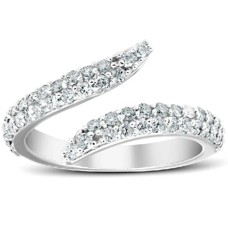 Women’s sapphire rings-3/4 Ct Diamond Ring Womens Fashion Cocktail Bypass Band 14k White Gold