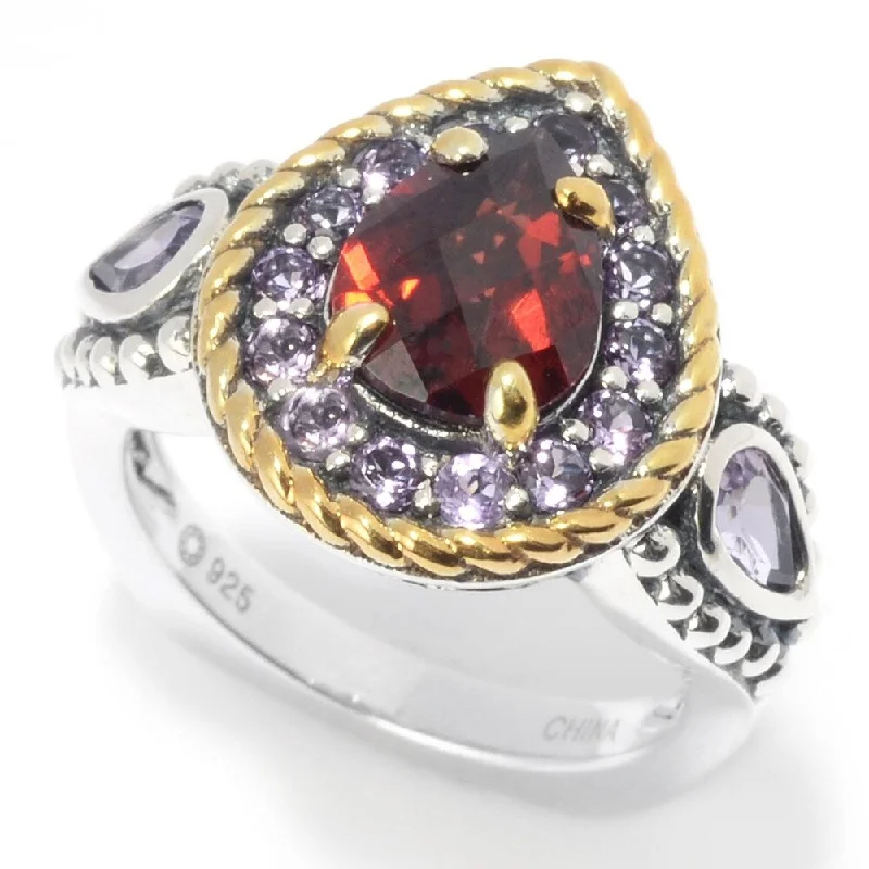 Women’s cocktail statement rings-Multi Gemstone 3-Stone Halo Ring